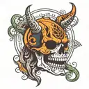 skull with shiv angry wolf tattoo design idea