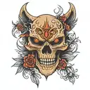 skull with shiv angry wolf tattoo design idea
