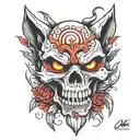 skull with shiv angry wolf tattoo design idea