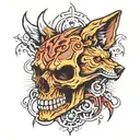 skull with shiv angry wolf tattoo design idea