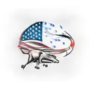 American flag sleave with hunting and fishing  tattoo design idea