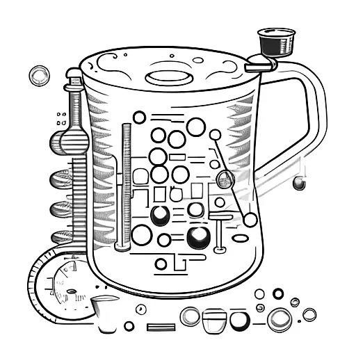 Laboratory equipment arranged in a beer mug shape tattoo design idea