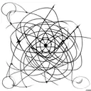 An atom structure made up of agricultural tools tattoo design idea