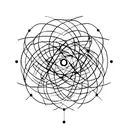 An atom structure made up of agricultural tools tattoo design idea