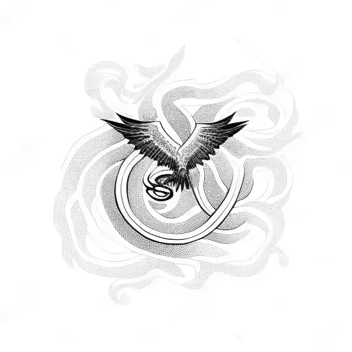 phoenix and a snake intertwined  tattoo design idea