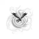 phoenix and a snake intertwined  tattoo design idea