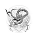 phoenix and a snake intertwined  tattoo design idea