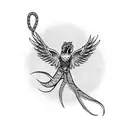 phoenix and a snake intertwined  tattoo design idea