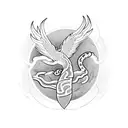 phoenix and a snake intertwined  tattoo design idea