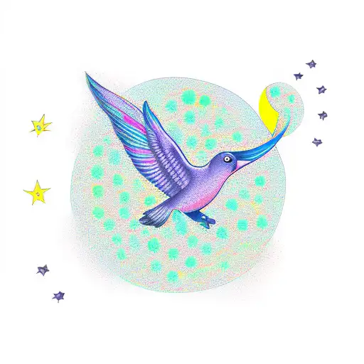 Flying bird and a moon tattoo design idea