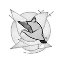 Flying bird and a moon tattoo design idea