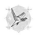 Flying bird and a moon tattoo design idea