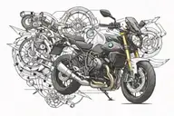 motorcycle bmw f900r and heartbeat line tattoo design idea