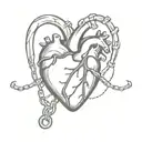chained real heart tattoo design idea