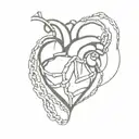 chained real heart tattoo design idea