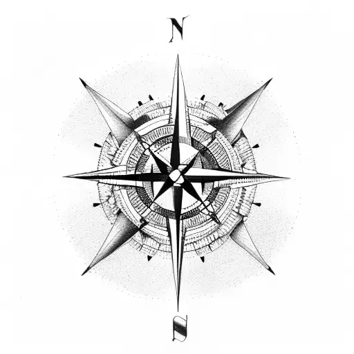 compass mountain flight tattoo design idea