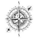 compass mountain flight tattoo design idea