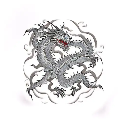 A fierce dragon intertwining with a black belt, symbolizing strength and mastery in martial arts tattoo design idea