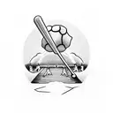 A baseball field with a path leading towards a heavenly gate tattoo design idea