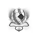 A baseball field with a path leading towards a heavenly gate tattoo design idea