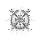 A baseball field with a path leading towards a heavenly gate tattoo design idea