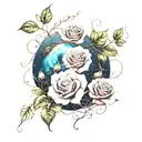outer space galaxy making roses and vines  tattoo design idea