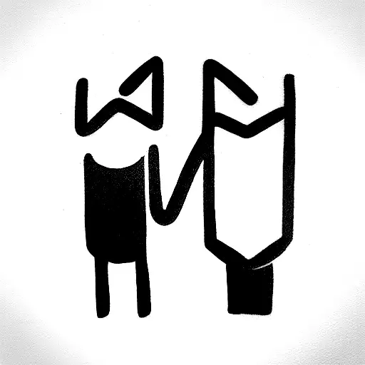 father and daughter holding hands and daughter holding a balloon tattoo design idea