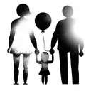 father and daughter holding hands and daughter holding a balloon tattoo design idea