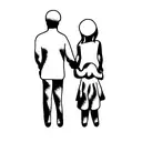 father and daughter holding hands and daughter holding a balloon tattoo design idea