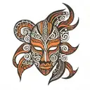 African tribal mask tattoo design idea