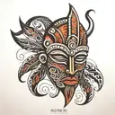 African tribal mask tattoo design idea