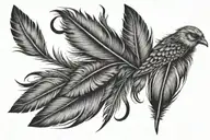 feather with birds sitting together tattoo design idea