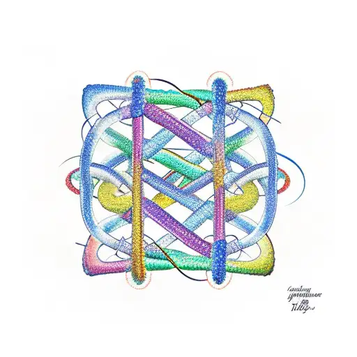 A DNA double helix entwined with musical lines tattoo design idea