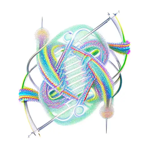 A DNA double helix entwined with musical staff lines tattoo design idea