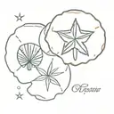 postage stamp including CA on top left and sand dollar in the middle tattoo design idea