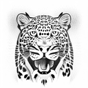 Leopard showing teeth tattoo design idea