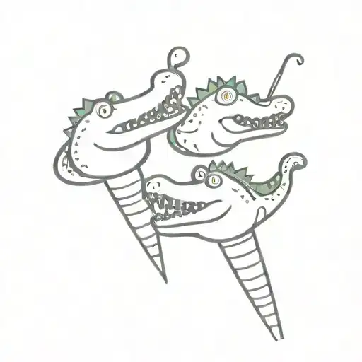 2 crocodile candies with a lollipop tattoo design idea