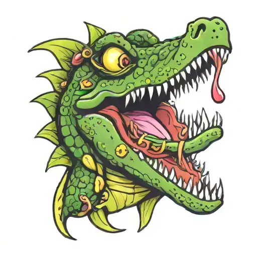 crocodile lollipop tattoo design idea