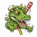 crocodile lollipop tattoo design idea