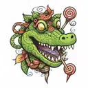 crocodile lollipop tattoo design idea