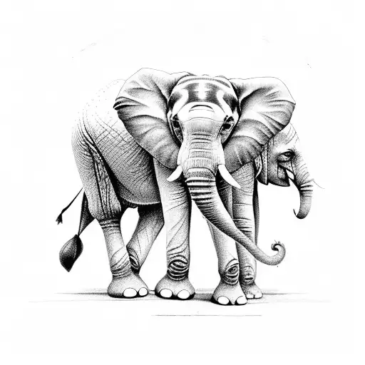 3 elephants, one with an angel halo tattoo design idea