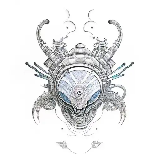 An alien creature inspired by sci-fi movies tattoo design idea