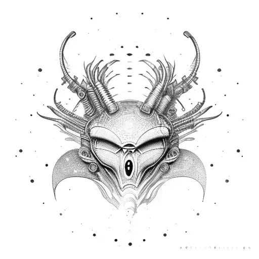 An alien creature inspired by sci-fi movies tattoo design idea