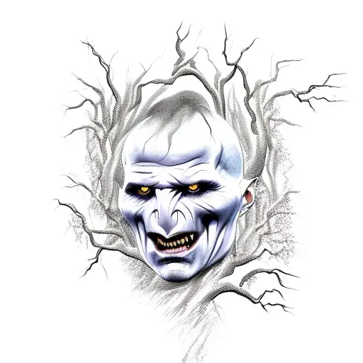 Voldemort rising above hogwarts with dead vines and trees. Add thestral. Add mandrake tattoo design idea