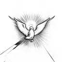 St Michael with sun rays and dove  tattoo design idea