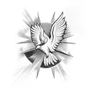 St Michael with sun rays and dove  tattoo design idea