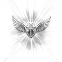 St Michael with sun rays and dove  tattoo design idea