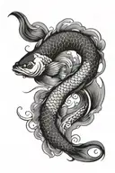Koi Fish yin and yang with waves crashing in the background tattoo design idea