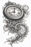 clock that is stuck on 9:28 fading away tattoo design idea