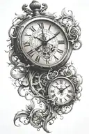 clock that is stuck on 9:28 fading away tattoo design idea